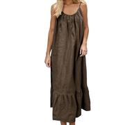 Vestidos para mujer del Reino Unido, elegante, de algodón y lino, espalda abierta, vestido de verano sin mangas, tirantes delgados, maxi vestidos para mujer, vestidos de verano para descansar, ocio