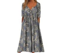 Vestidos para mujer del Reino Unido, elegantes, informales, cuello redondo, bolsillos, vestidos largos de playa, Gy1., XXL