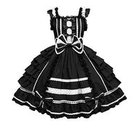 Vestidos para mujer, elegantes, a la moda, para mujer, estilo vintage, gótico, lazo, volante, manga larga, vestido de retazos, vestido para mujer, de verano, negro