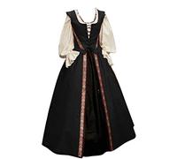 Vestidos para mujer, elegantes, para otoño e invierno, estilo gótico, retro, estampado floral, vestido de dos piezas, vestido para mujer de verano (negro 5XL)