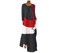 Vestidos para mujer, elegantes, tallas grandes, para uso diario, manga larga, estilo bohemio, cuello redondo, vestido para mujer de verano (gris 4XL)