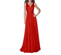 Vestidos para mujer, elegantes, vestidos de fiesta, para verano, vestido de fiesta, elegante, cuello en V, vestido de club, vestido para mujer de verano (rojo L)