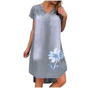 Vestidos para mujer, elegantes, vestidos de túnica holgada, casual, de manga corta, vestido de cambio floral, vestido para mujer de verano (gris XXL)