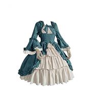 Vestidos para mujer, estilo vintage, medieval, con vuelo, formal, estilo cancha, con lazo, falda de encaje, corsé de baile, vestidos de cóctel, A01 Azul, XXXXL