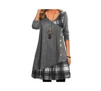 Vestidos para Mujer Europeo y Americano otoño e Invierno Elegante Vestido de Fiesta Suelto Todos los días Vestido de Manga Larga con Botones