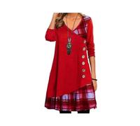 Vestidos para Mujer Europeo y Americano otoño e Invierno Elegante Vestido de Fiesta Suelto Todos los días Vestido de Manga Larga con Botones