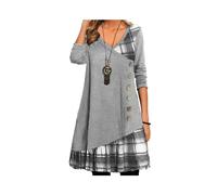 Vestidos para Mujer Europeo y Americano otoño e Invierno Elegante Vestido de Fiesta Suelto Todos los días Vestido de Manga Larga con Botones