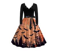 Vestidos para mujer, Halloween, gótico, cuello en V, vestidos de noche, vestido de cóctel, vestido de fiesta, vestido festivo, vestido informal, Halloween, cosplay, vestido Miko, café, M
