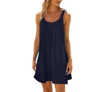 Vestidos para Mujer - Vestidos Mujer Elegantes - Vestido De Playa para Mujer Camisola Sin Espalda Sin Mangas Color Sólido Mini Vestido Veraniego De Playa