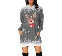 Vestidos para Navidad Mujer Elegantes,Vestido Informal De Mujer con Capucha Estilo Sudadera Y DiseñO De Animado para Un CóModo Y Moderno En Tu DíA A DíA