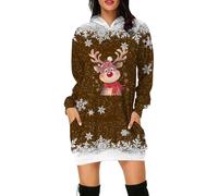Vestidos para Navidad Mujer Elegantes,Vestido Informal De Mujer con Capucha Estilo Sudadera Y DiseñO De Animado para Un CóModo Y Moderno En Tu DíA A DíA