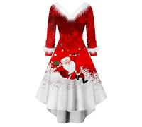 Vestidos para Navidad Mujer Punto Invierno,Vestido Largo Elegante para Mujer con Cuello Manga Larga Estampado NavideñO De Papá Noel Festivo Ocasiones Y Eventos De Invierno