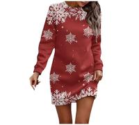 Vestidos para Navidad Vestido Nochevieja Mujer Fin De Año Oversize Traje Top Mama Noel Lana Vintage Punto Sexy Manga Larga Largo Disfraces Navideños Arbol Lentejuelas Familia Dress Ropa 2#Vino M