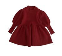 Vestidos para niña, bebé, niña, jersey de punto, vestido de manga larga, informal, para cumpleaños, fiestas, top de invierno, rojo, 3-4 años