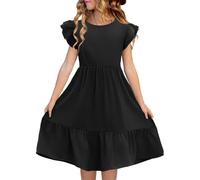 Vestidos para niñas, Vestido de Verano de Doble Capa con Mangas con Volantes, de 5 a 14 años Conjunto Y Camisa Faldas Cargo