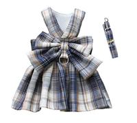 Vestidos para Perro Cachorro Moño Lujo Princesa Falda de Cuadros Ropa de Verano Arnés Y Correa Falda Tutú Vestido Lindo para Perrita Pequeña