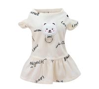 Vestidos Para Perros Pequeños - Vestidos Para Perros Pequeños, Vístete Para Perros Strip Con Estampado De Oso De Poliéster | Ropa De Diario De Moda Para Perros Y Ropa Cómodo Para