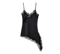 Vestidos Playa Mujer Vestido asimétrico de Encaje Bicolor for Mujer con Acolchado en el Pecho for Primavera y Verano. Ropa Informal.(Black,M)