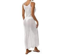 Vestidos Playeros Mujer Vestido Largo de Crochet Calado Mujer Ajustado Tirantes Playa Vacaciones Verano