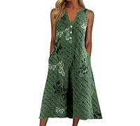 Vestidos Playeros Vestidos De Playa De Informal Sueltos Falda con Cuello En V Elegante Vestido Verano Casual Sin Mangas Vintage 2024 Vestido Camisa De Vestir Divertida Estampada Retro