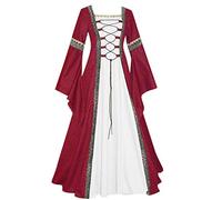 Vestidos renacentistas para mujer, de princesa, medieval, maxivestido de manga trompeta, palacio victoriano, con cordones, Halloween, carnaval, fiesta, reina, cosplay, festival, moda, vestido de