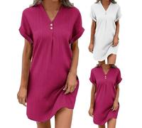 Vestidos tipo camiseta para mujer, manga corta, cuello en V, maxivestidos, vestido blanco, vestido de verano de manga corta, vestido holgado, vestido elegante, vestidos de lino, vestidos de camiseta
