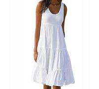 Vestidos Verano Cortos Mujer Casual Vestido Playa Boho Corto Verano Bohemio Mujer Vestidos Playeros Casuales Bohemios Mujer Beach Dress Tallas Grandes Vestido Informal Señora Verano Fiesta Blanco L