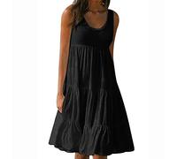 Vestidos Verano Cortos Mujer Casual Vestido Playa Boho Corto Verano Bohemio Mujer Vestidos Playeros Casuales Bohemios Mujer Beach Dress Tallas Grandes Vestido Informal Señora Verano Fiesta Negro L