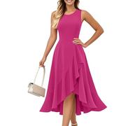 Vestidos Verano De Fiesta Cuello Redondo Moda Vestido Playa Negro Mujer Vestido Boho Elegantes Manga Corta Vestidos Tallas Grandes Boho Ropa Chollos Ultima Hora Ofertas Flash Rosa Fuerte L