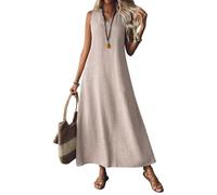 Vestidos Verano Mujer 2025 Cuello Redondo Boho Vestido Playa Negro Mujer Vestido Boho Moda Manga Larga Vestidos Tallas Grandes Elegantes Ropa Chollos Ultima Hora Ofertas Flash Beige L