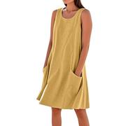 Vestidos Verano Mujer 2025 Largos Boho Manga Corta Cuello V Elegante Sólida Vestido Estampado Floral Túnica Casual Cómodo Vestidos De Mujer Vestido con Bolsillos Primavera Fiesta