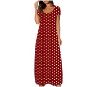 Vestidos Verano Mujer 2025,Mis Pedidos Talla Grande Vestidos de Mujer Casual Manga Corta Color Sólido Vestido Verano Maxi Cuello Redondo Sueltos Vestido Camiseta Elegante Fiesta Playa Vacaciones