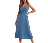 Vestidos Verano Mujer 2025,Mis Pedidos Vestidos Largo Mujer Verano Color Sólido Moda Casual Vestido Sin Manga Cuello Redondo Basic Sexy Elegante Vestido de Noche Diario Fiesta Playa Vacaciones