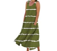 Vestidos Verano Mujer 2025 Playeros sin Mangas Boho Largos de Fiesta Medieval Maxi Fiesta Señora Mayor Elegante Elástico Ropa Vacaciones con Bolsillos, Talla Grande