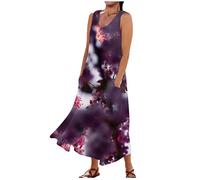 Vestidos Verano Mujer 2026, de Fiesta Elegantes Largos, Noche Sin Mangas Cuello en U Ajustado Playero Adelgazante Casual Ceremonia Casa Fiesta Frescos Playa Vestido Boho Mujer Verano, S