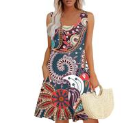 Vestidos Verano Mujer 2026, Dress, Corta Sin Mangas Cuello Redondo Lunares Largo Algodon Playeros Camisero Boda Cortas Talla Grande Ropa Elegante, Boho Cortos Vestidos de Fiesta Mujer Elegantes, XL