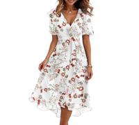 Vestidos Verano Mujer 2026, Dress, Invitada Cuello V Manga Corta Cortas Hippie Ropa de, Evento Largos Elegante Ropa Talla Grande Cortos Elegantes Playeros Vestido Playa Mujer Verano, S