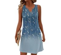 Vestidos Verano Mujer 2026, Dress, Sin Mangas Cuello V Cortas Chic Largo Vichy Cortos Boho Elegantes Vestido Largo, Verano Elegante Talla Grande Midi Ropa de Mujer Tallas Grandes, XL