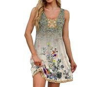 Vestidos Verano Mujer 2026, Falda Verano, Elegantes Ropa Dress Sin Mangas Cuello Redondo Deportivos Talla Grande Cortos Largo Playeros Sundress, Casa Corta Cortas Elegante Vestidos Mujer, 3XL
