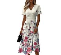 Vestidos Verano Mujer 2026, Fiesta, Casa Manga Corta Cuello en V Casual Noche Fiesta Frescos Ajustado Elegantes Playa Chic Verano Ceremonia Vestidos Largos Casual, S
