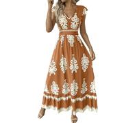 Vestidos Verano Mujer 2026, Invitada Boda, Ceremonia Frescos Fiesta Playero Chic Casual Manga Corta Cuello en V Playa Verano Noche Elegantes Adelgazante Vestidos Elegantes Mujer, S