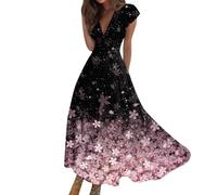 Vestidos Verano Mujer 2026, Robe Ete Femme Vestidos Sueltos Mujer, Elegante Cortos Talla Grande Cortas 2026 Playero Algodon Cuello V Manga Corta Bohemio Elegantes Dress Casual Ropa Hippie, XXL