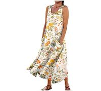 Vestidos Verano Mujer 2026, Ropa, Cuello Redondo Sin Mangas Ropa Elegantes Corta Vestido Casual Mujer, Talla Grande Verano Cortas Boho Sexy Corto Deportivo Algodon Robe Ete Femme 5XL
