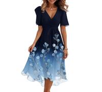 Vestidos Verano Mujer 2026, Ropa, Cuello V Manga Corta Cortos Cortas Deportivo Sundress, Elegante Largos Women Frescos Largo Fiesta Elegantes Playa Talla Grande Vestido de Playa Mujer, XXL