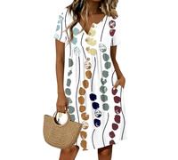 Vestidos Verano Mujer 2026, Ropa de, Boda Elegante Corto Elegantes Vestido Boho Mujer, Hippie Camisero Cortas Boho 2026 Tallas Grandes Verano Manga Corta Botones Ropa Sundress, S