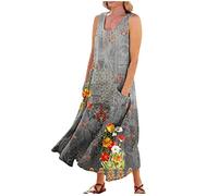 Vestidos Verano Mujer 2026, Ropa de Mujer Verano, Algodon Cuello Redondo Sin Mangas Talla Grande Cortas Cortos Cuadros Vestidos Playa, Casual Elegante 2026 Elegantes Dress Bohemio Summer Dress, 5XL