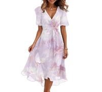 Vestidos Verano Mujer 2026, Ropa Hippie, Dress Elegantes Fiesta Playa Larga Vestidos Cortos, Corto Talla Grande Pareo Elegante Cuello V Manga Corta 2026 Camisero Dresses Dress, XL