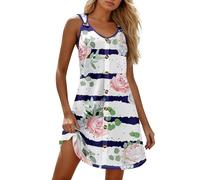 Vestidos Verano Mujer 2026, Ropa Verano, Algodon Pareo Fiesta Cortos Dress Tallas Grandes Vestido Sin Mangas Mujer, Women Elegante Elegantes Evento Ropa Cortas Sin Mangas Cuello Redondo Dress, XXL