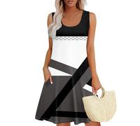 Vestidos Verano Mujer 2026, Sundress, Dresses Deportivo Sin Mangas Cuello Redondo Ropa Tallas Grandes Playa Pareo Fresco Boda Dress Midi Corto Vestido Boho, Falda Verano Mujer, M