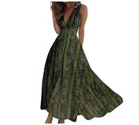 Vestidos Verano Mujer 2026, Sundress, Midi Dress Corto Vestidos de, Cuello V Sin Mangas Deportivo Bohemio Deportivos Fiesta Boho Talla Grande Algodon Ropa Mujer Verano, XL